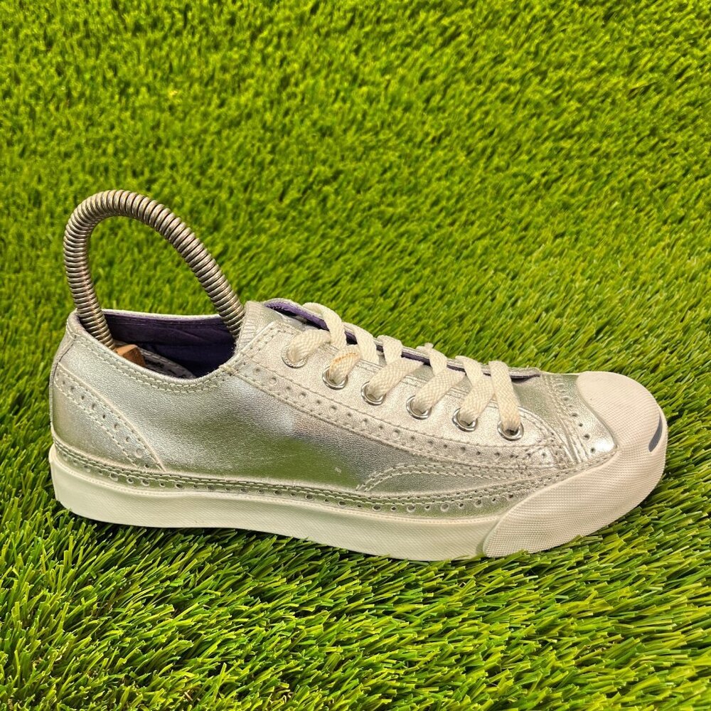 Converse Jack Purcell Womens Size 5.5 Silver White Walking Shoes Sneakers